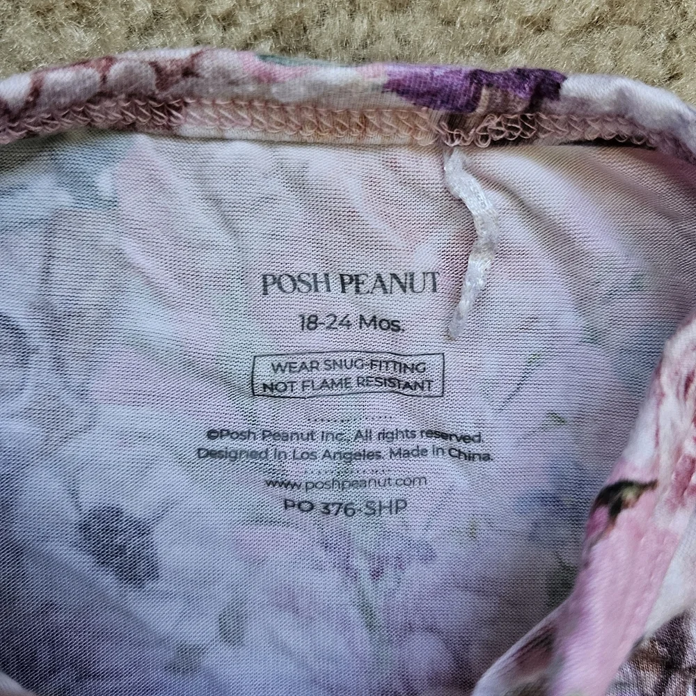 Posh Peanut bamboo one piece footie pink floral skulls ruffles size 18-24 months